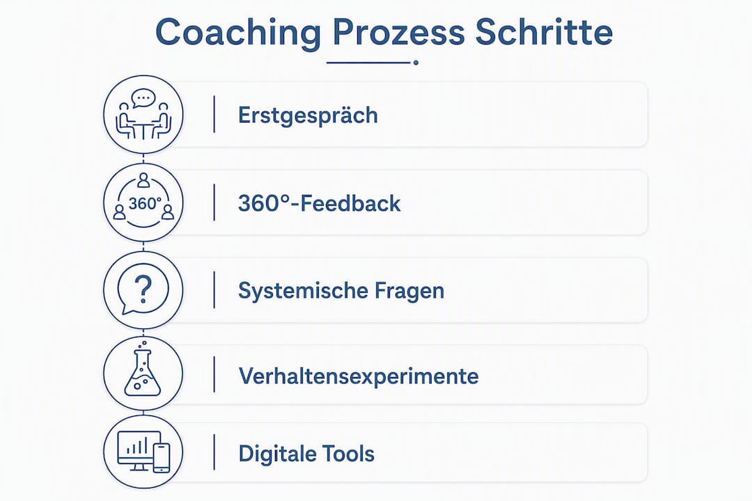 Visualisierung der einzelnen Phasen im Coaching-Prozess